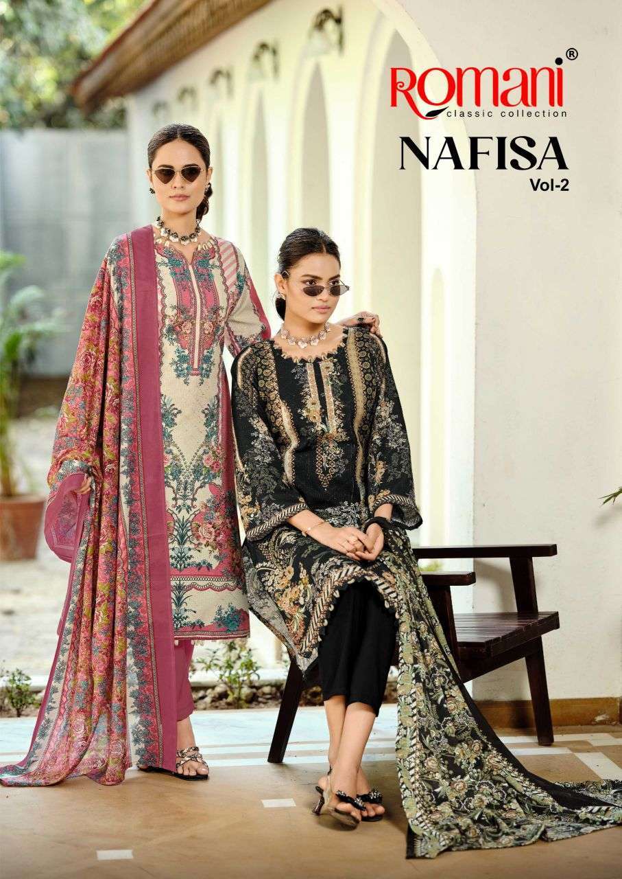 ROMANI NAFISA VOL 2 PURE COTTON EMBROIDERY SUIT COLLECTION BEST RATE 