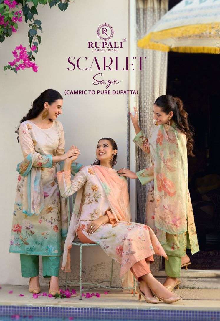 RUPALI FASHION SCARLET SAGA CAMBRIC LAWN COTTON EMBROIDERED SALWER KAMEEZ BEST RATE 