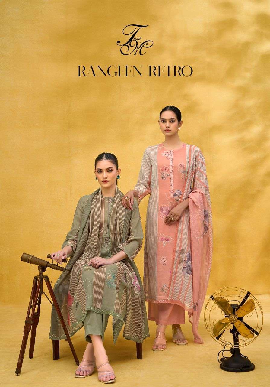 SAHIBA RANGEEN RETRO MAL CHANDERI PRINT HANDWORK SUIT WHOLESALER 