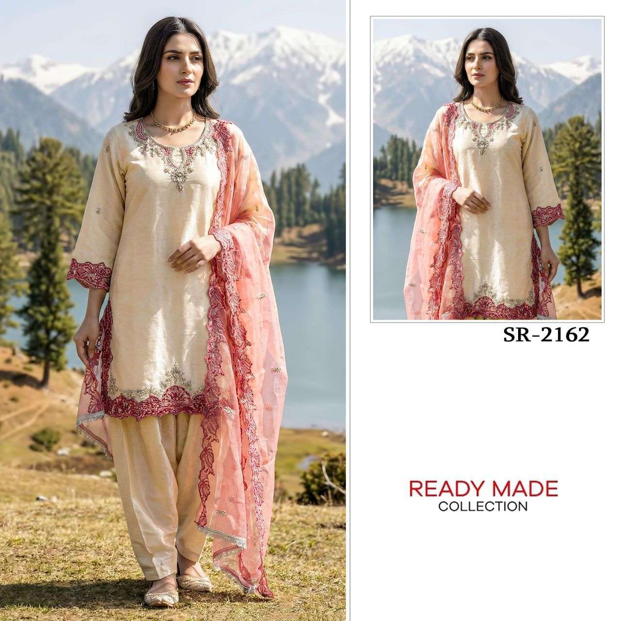 SHREE FAB 2162 VISCOSE SATEEN KHATLI WORK READYMADE SUIT WHOLESALER 2026