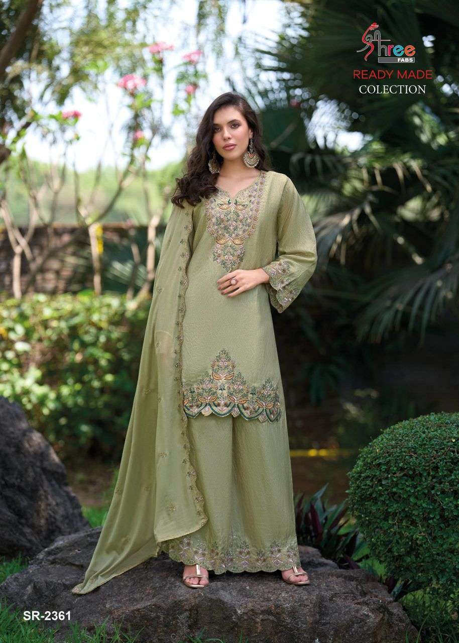 SHREE FAB 2361 SATIN SILK FANCY WORK READYMADE SUIT WHOLESALER BEST RATE 