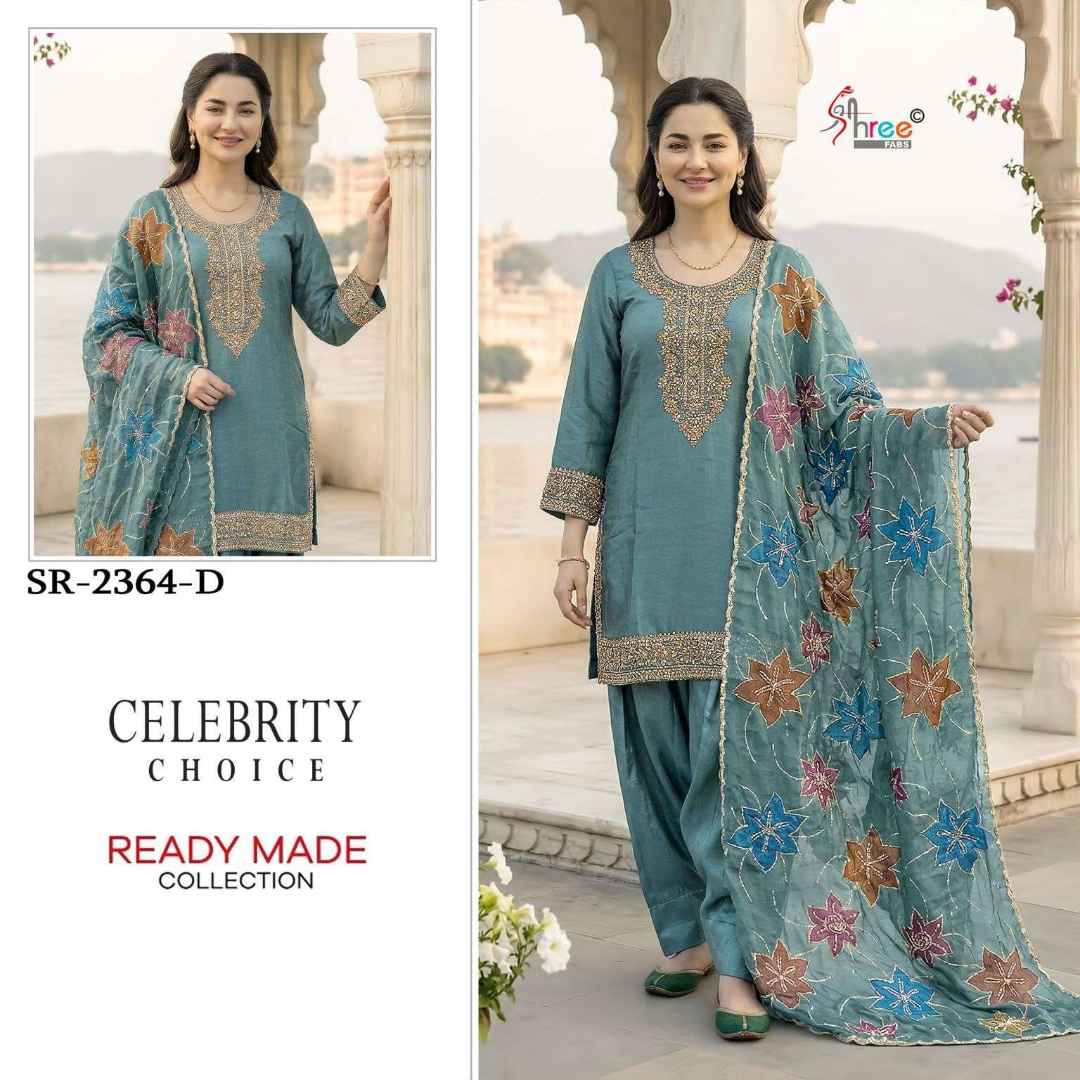 SHREE FAB 2364 SATIN SILK BEATS WORK READYMADE SUIT WHOLESALER BEST RATE 