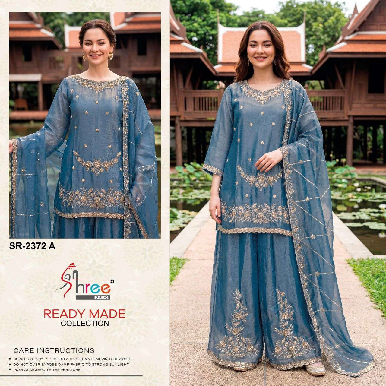 SHREE FAB 2372 COLORS MOSS CHIFFON FANCY WORK READYMADE COLLECTION SUPPLIER 