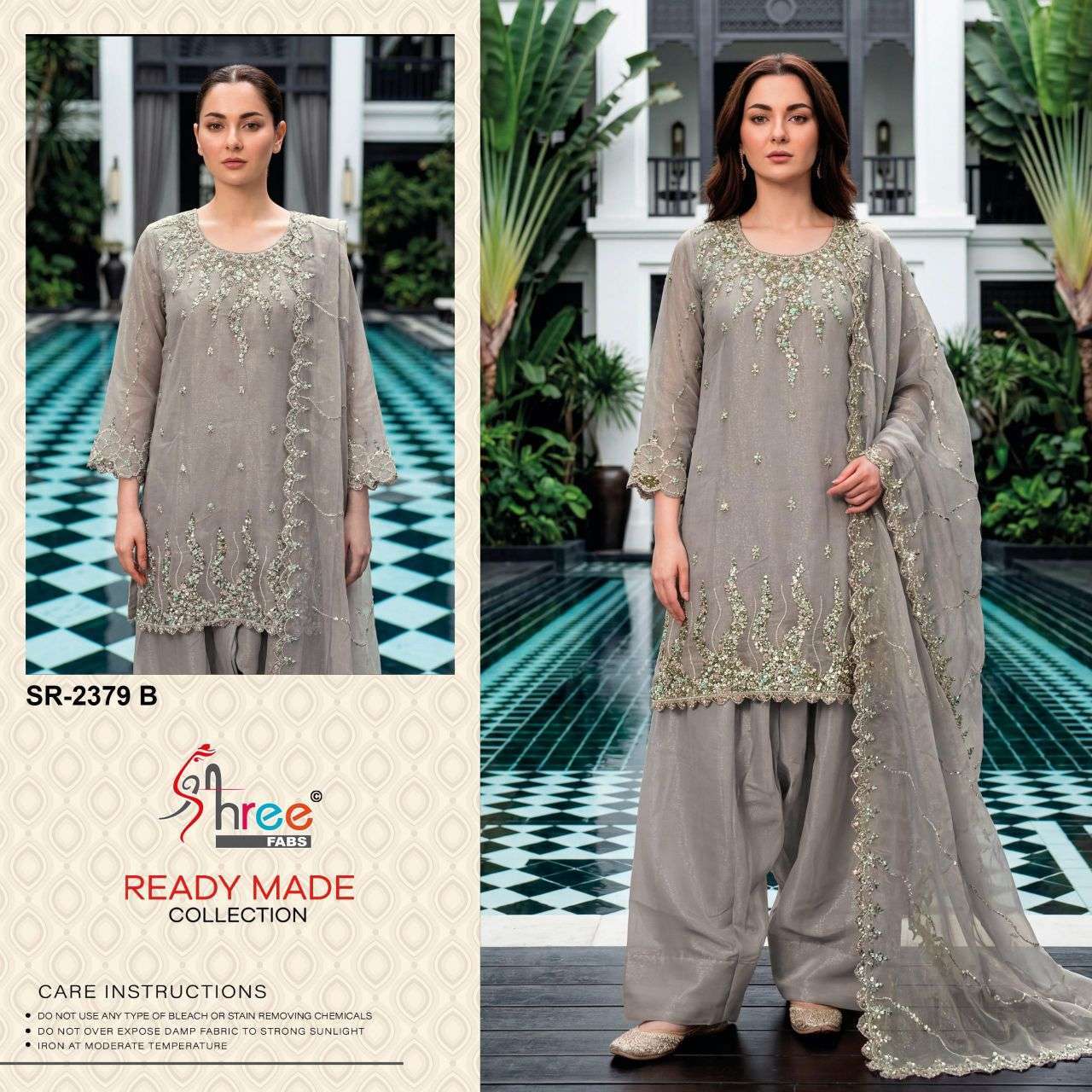 SHREE FAB 2379 MOSS CHIFFON FANCY BEADS READYMADE COLLECTION BEST RATE 