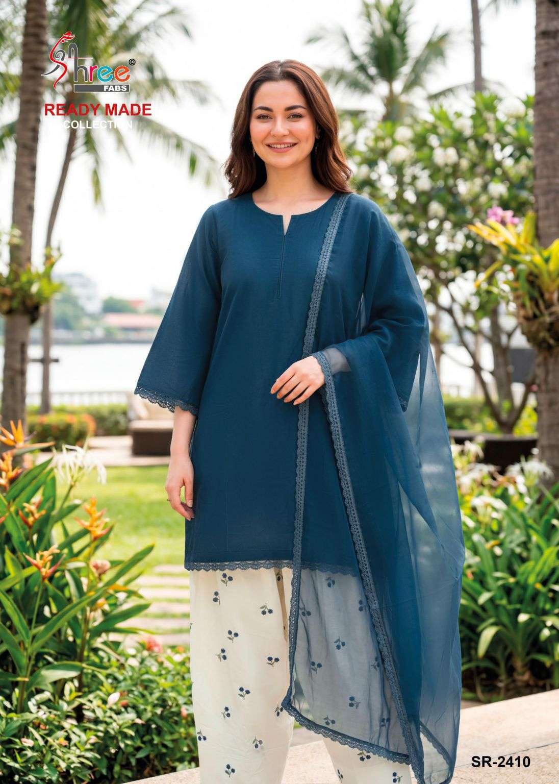 SHREE FAB 2410 CAMBRIC COTTON LAWN FANCY WORK READYMADE SALWER KAMEEZ BEST RATE 