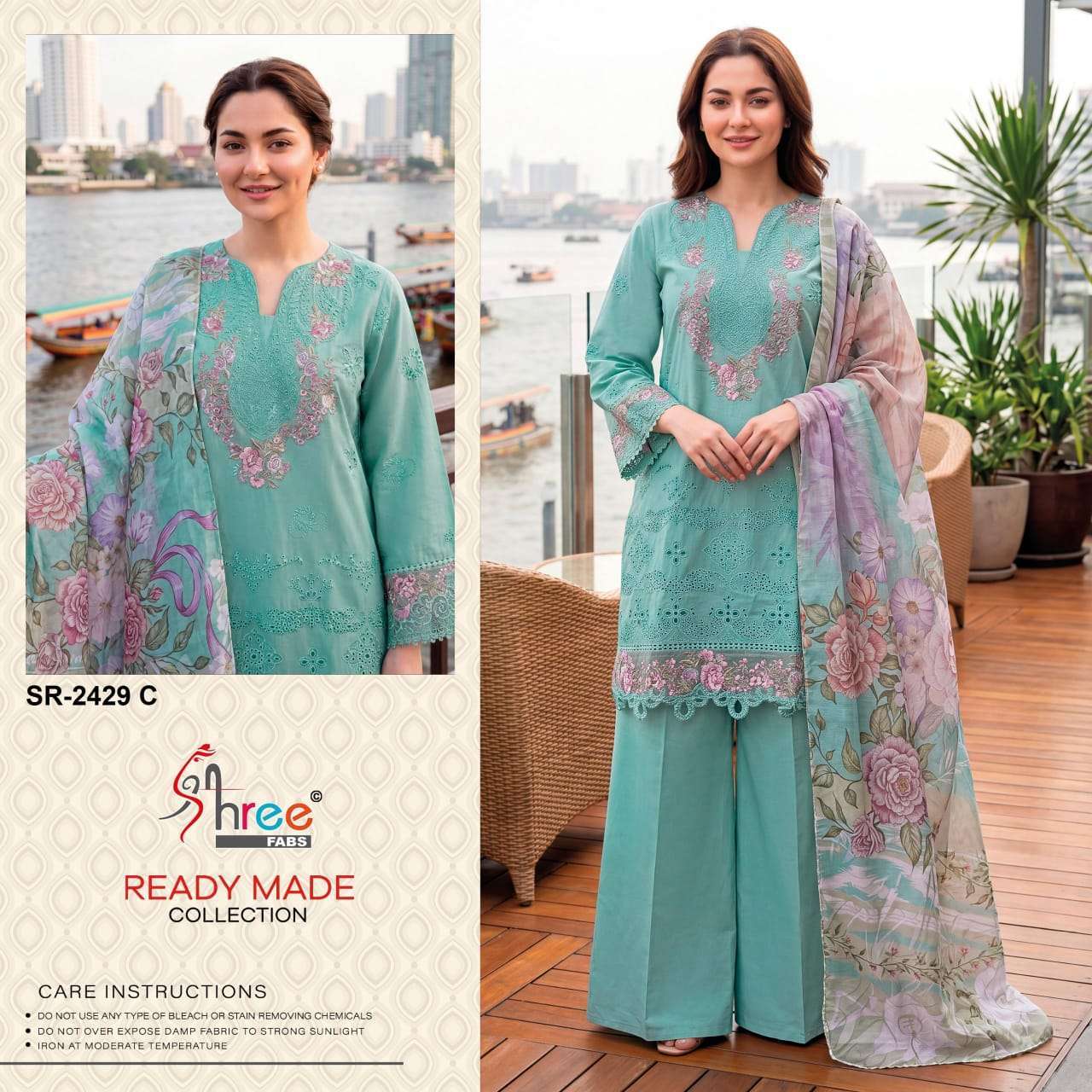 SHREE FAB 2429 CAMBRIC COTTON READYMADE PAKISTANI SUIT WHOLESALER 