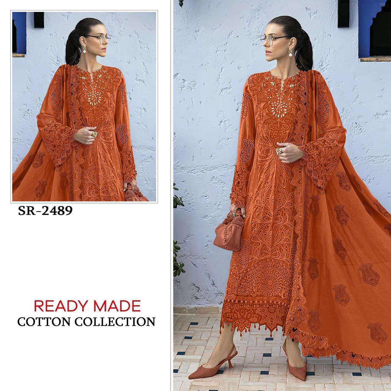 SHREE FAB 2489 CAMBRIC COTTON PAKISTANI READYMADE SUIT WHOLESALER 