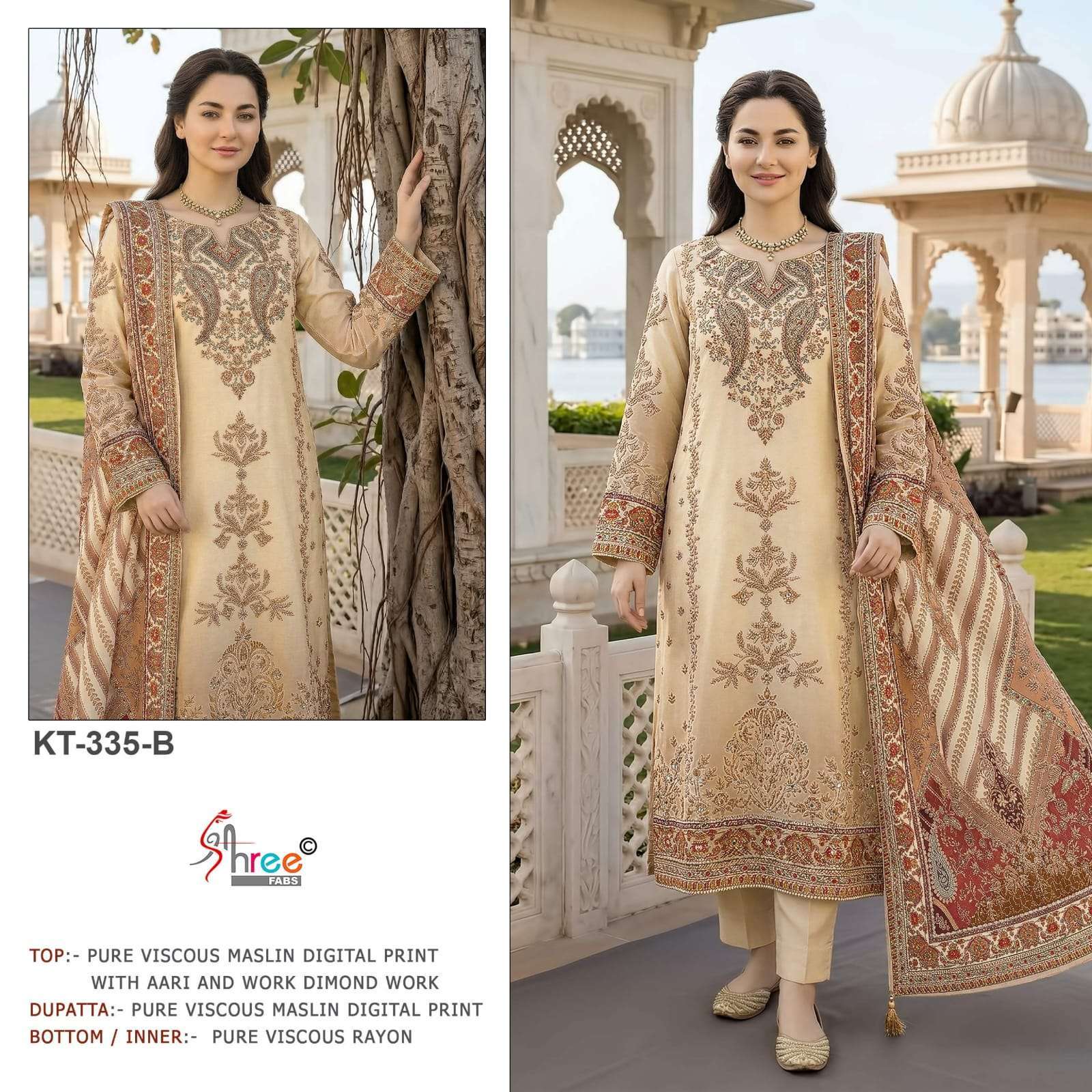 SHREE FAB 335 VISCOSE MUSLIN LADIES SUIT WHOLESALER 