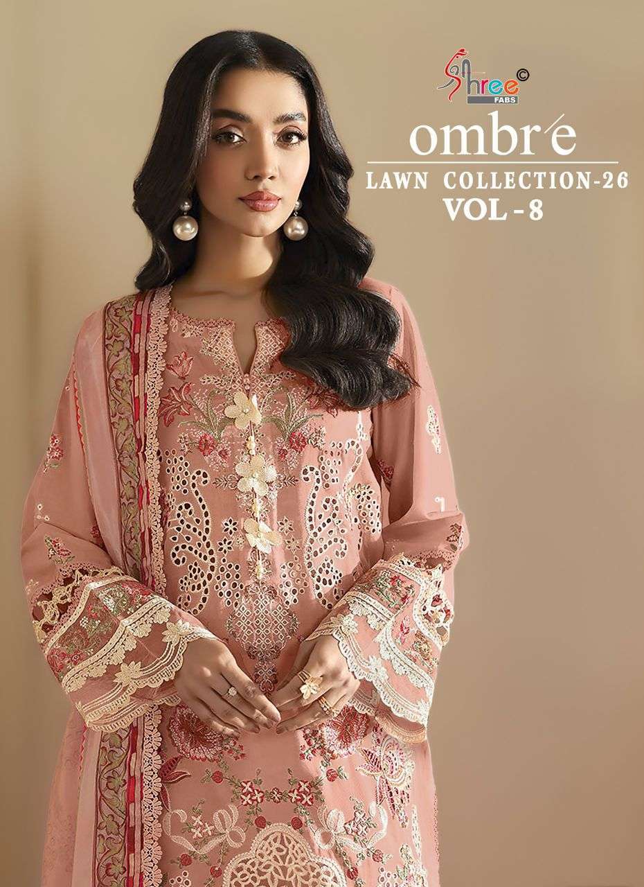 SHREE FAB OMBRE LAWN VOL 8 COTTON EMBROIDERY PAKISTANI SUIT WHOLESALER BEST RATE 