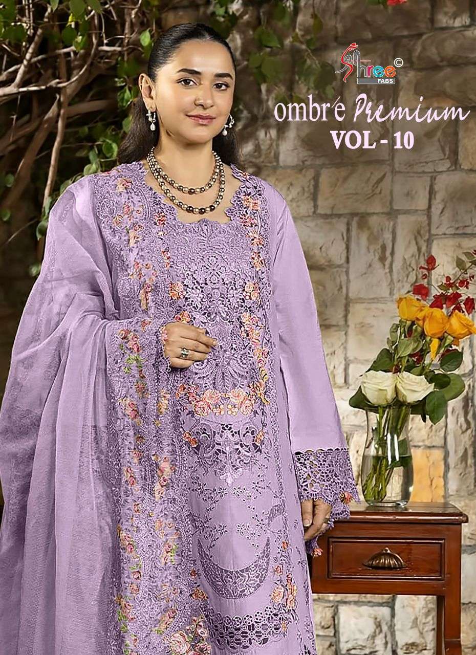 SHREE FAB OMBRE PREMIUM VOL 10 SELF EMBROIDERED PAKISTANI COTTON SUIT WHOLESALER 