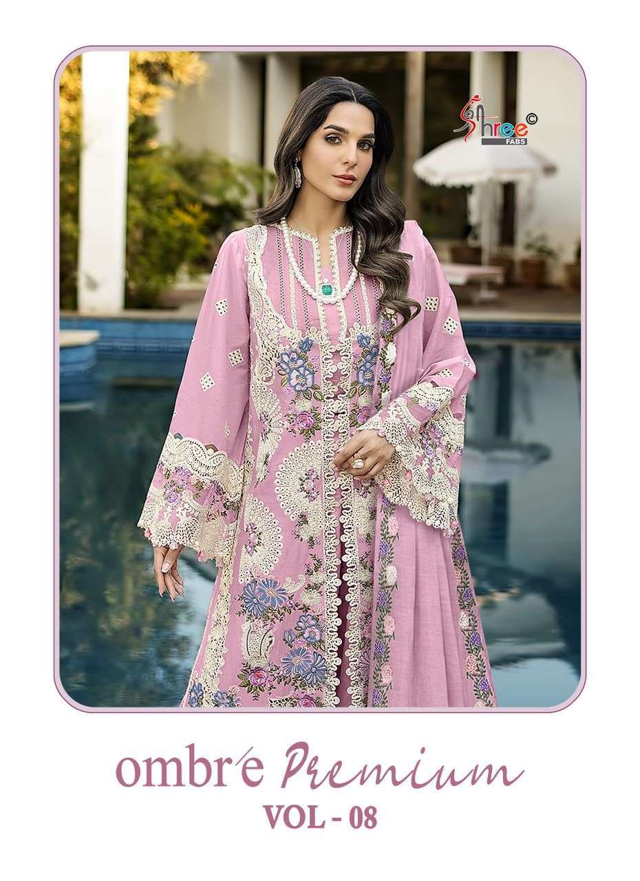 SHREE FAB OMBRE PREMIUM VOL 8 COTTON EMBROIDERED PAKISTANI SUIT WHOLESALER BEST RATE 