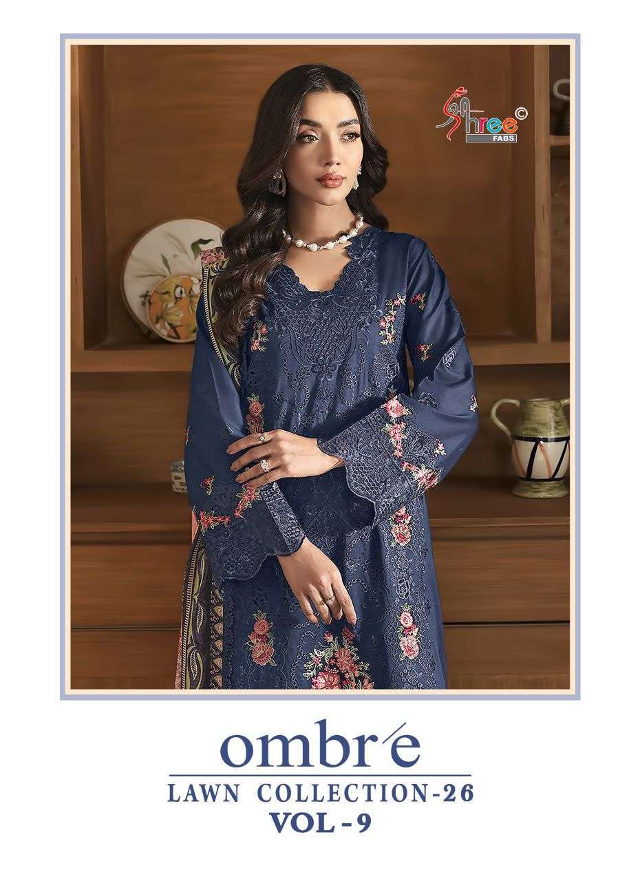 SHREE FAB OMBRE VOL 9 4211 TO 4218 COTTON HEAVY EMBROIDERED PAKISTANI SALWER KAMEEZ BEST RATE SUPPLIER 