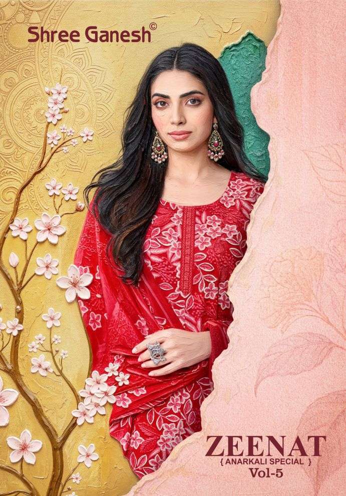 SHREE GANESH ZEENAT VOL 5 COTTON FANCY WORK READYMADE SUIT WHOLESALER 