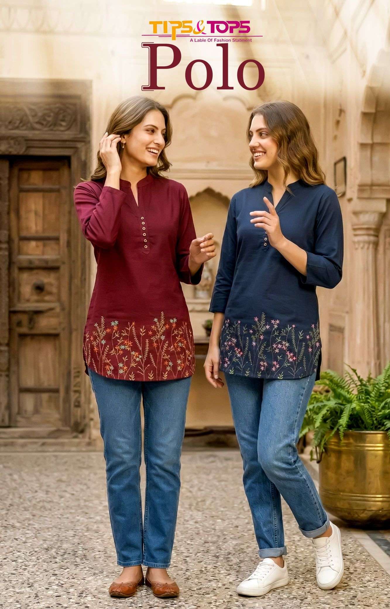 TIPS AND TOPS POLO RAYON EMBROIDERED SHORT TOP COLLECTION BEST RATE 2026