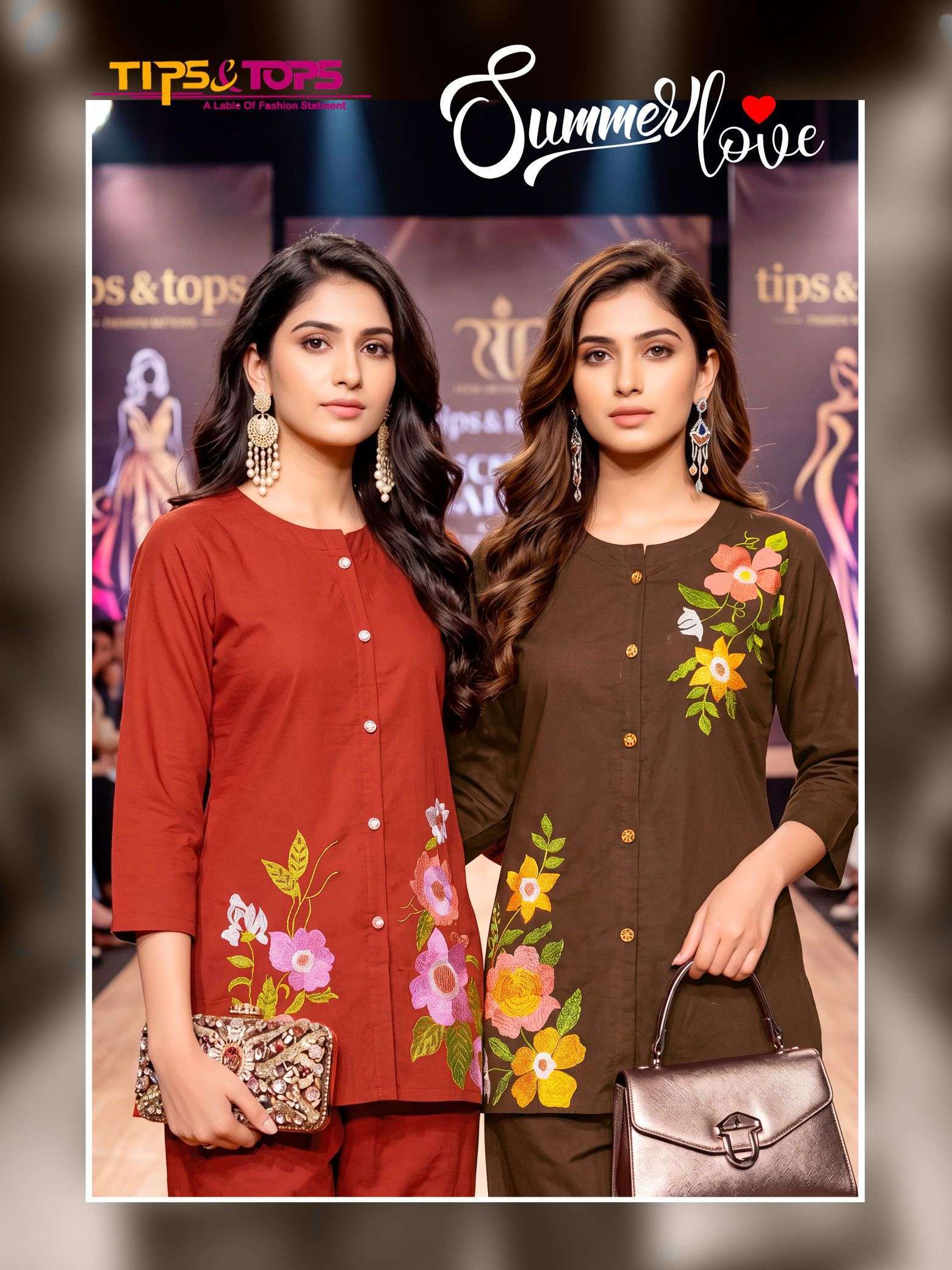 TIPS AND TOPS SUMMER LOVE PREMIUM COTTON FANCY EMBROIDERED CORD SET WHOLESALER BEST RATE 