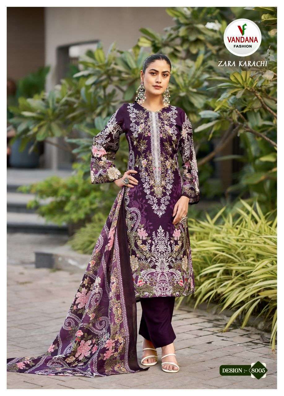 VANDANA FASHION ZARA KARACHI VOL 8 SOFT COTTON SWAROVSKI WORK SALWER KAMEEZ BEST RATE DEALER 