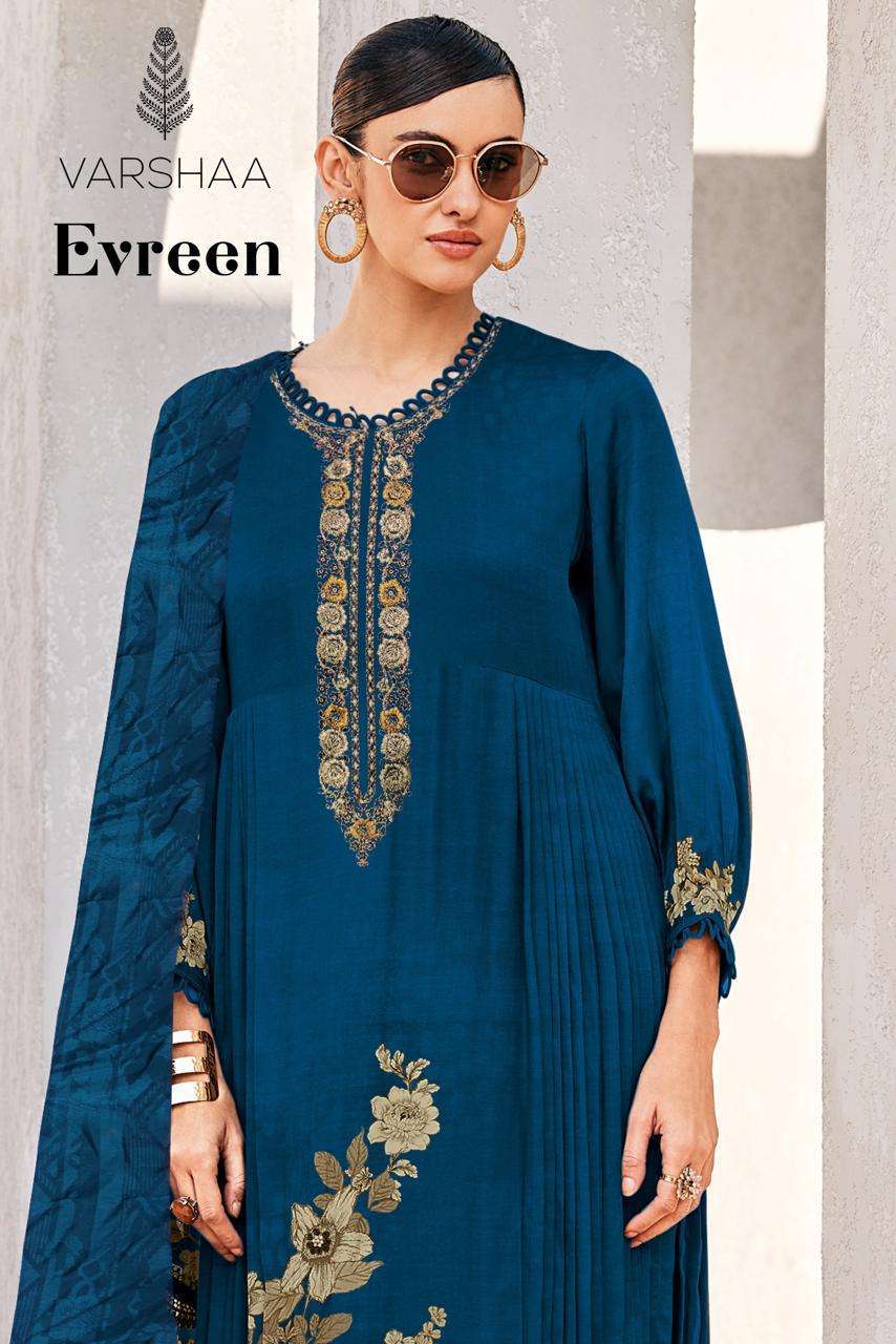 VARSHA FASHION EVREEN VISCOSE MUSLIN EMBROIDERY SALWER KAMEEZ BEST RATE 2026