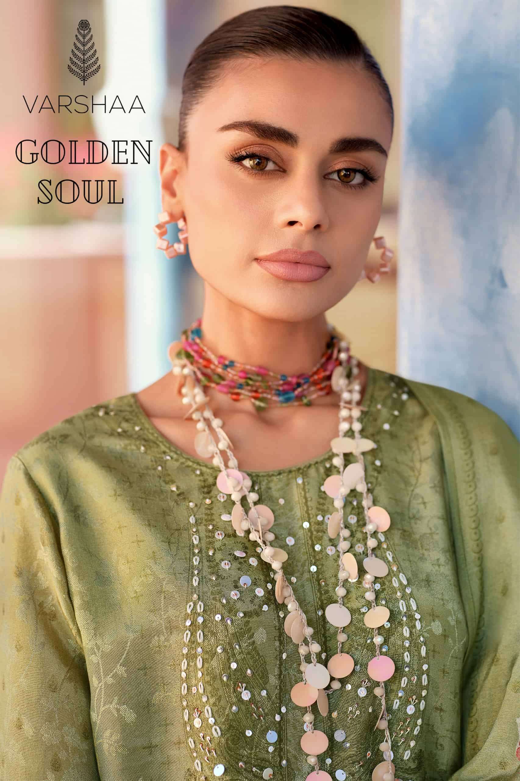 VARSHA FASHION GOLDEN SOUL SHIMMER HANDWORK SUIT WHOLESALER 2026