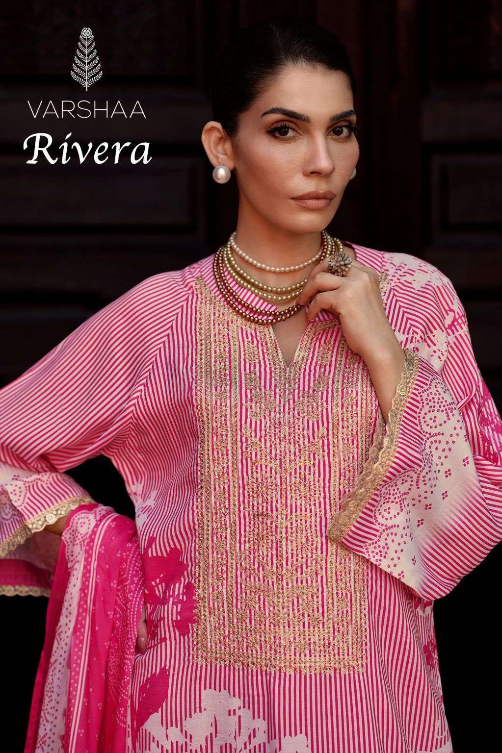VARSHA FASHION RIVERA COADING EMBROIDERED WORK MUSLIN SALWER KAMEEZ BEST RATE 