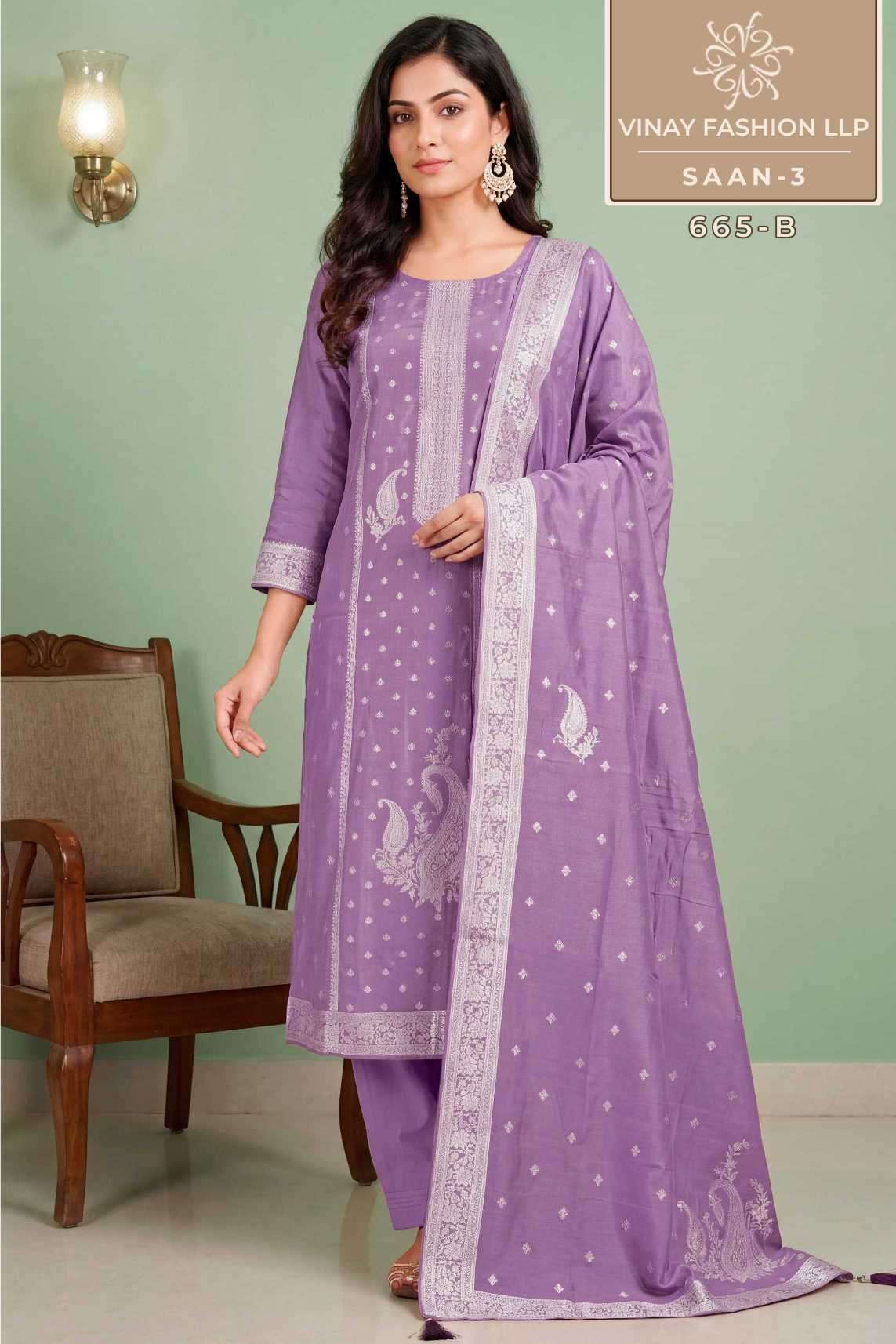 VINAY FASHION SAAN VOL 3 FANCY WORK VISCOSE MUSLIN LADIES SUIT WHOLESALER 2026