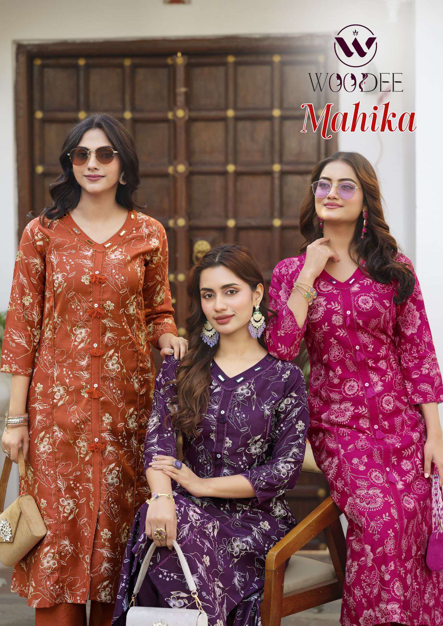 WOODEE MAHIKA VISCOSE VETICAN MIRROR WORK CORD SET WHOLESALER 