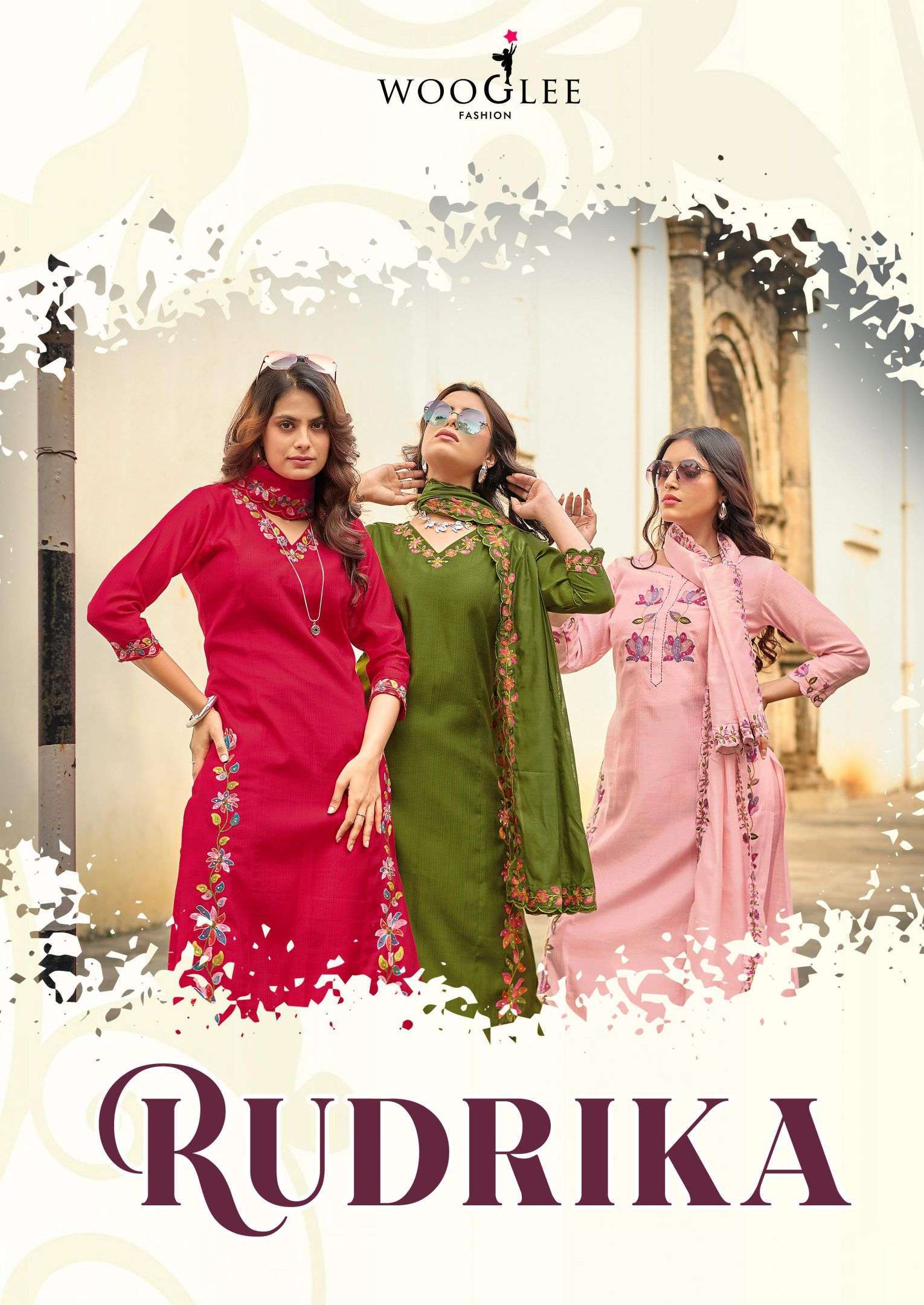 WOOGLEE RUDRIKA 4001 TO 4004 SERIES HEAVY HANDWORK READYMADE SALWER KAMEEZ BEST RATE 