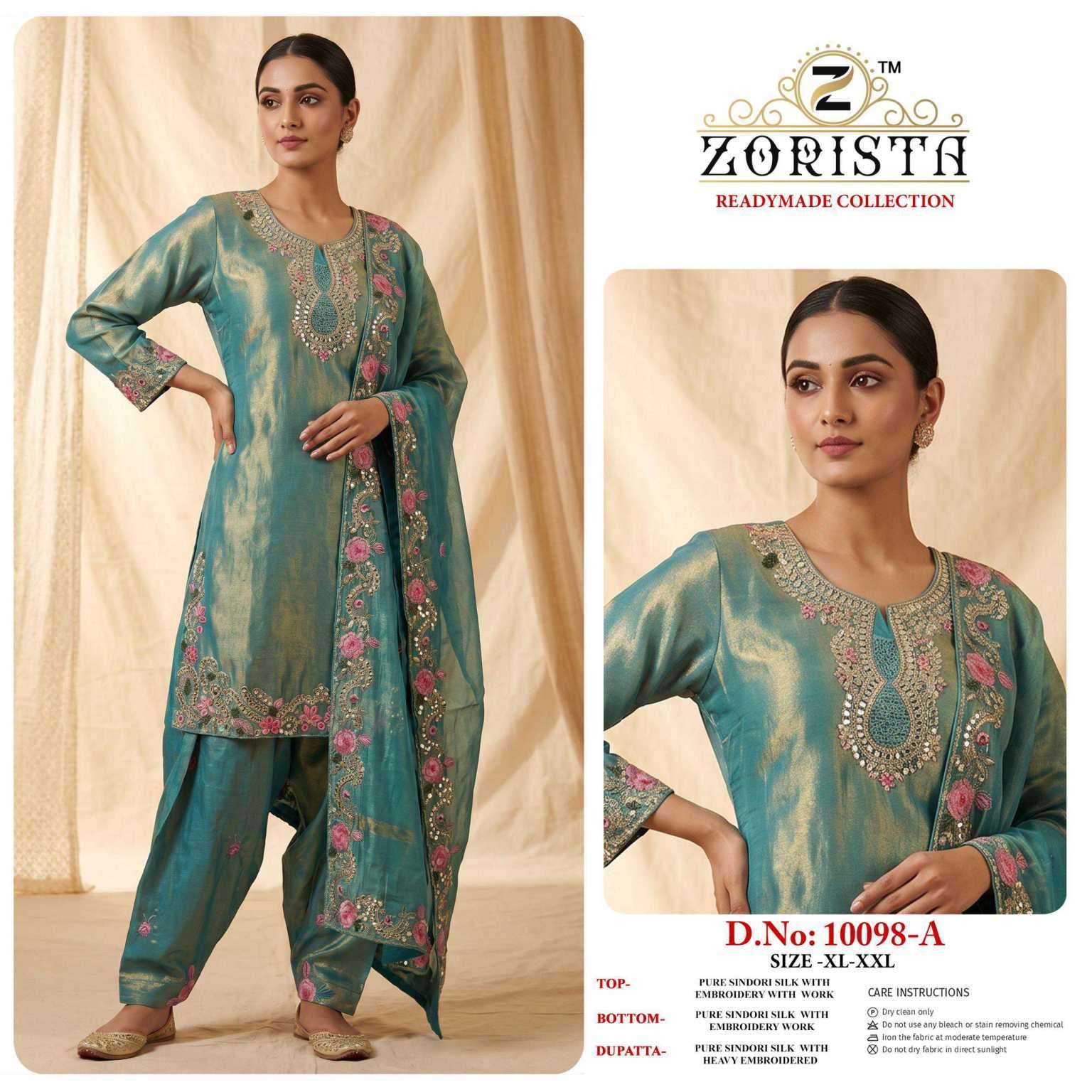 ZORISTA 10098 MOJITA SILK HEAVY EMBROIDERED SALWER KAMEEZ BEST RATE 