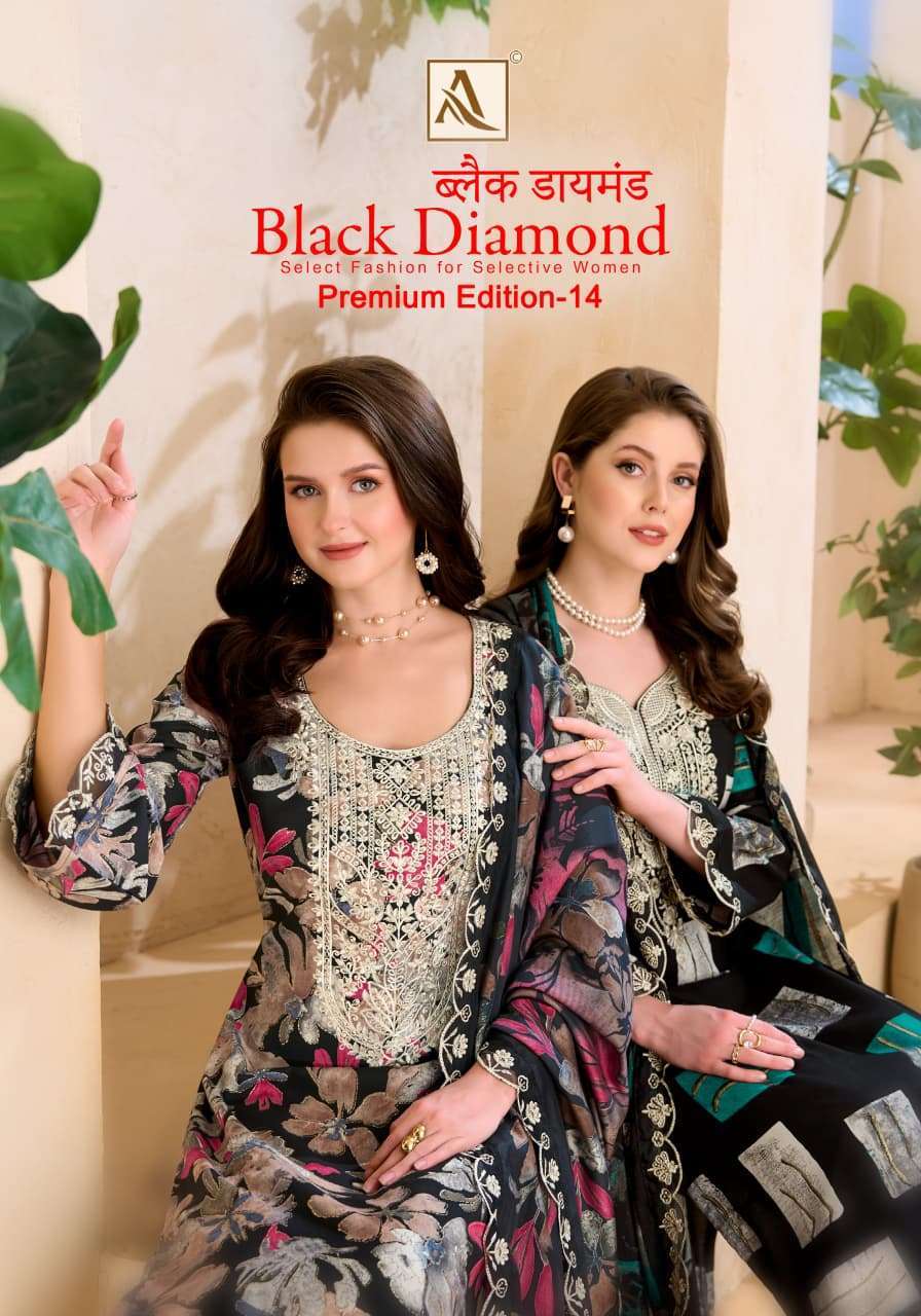 ALOK SUIT BLACK DIAMOND VOL 14 RAYON PRINT EMBROIDERD SALWER KAMEEZ BEST RATE DEALER 2026