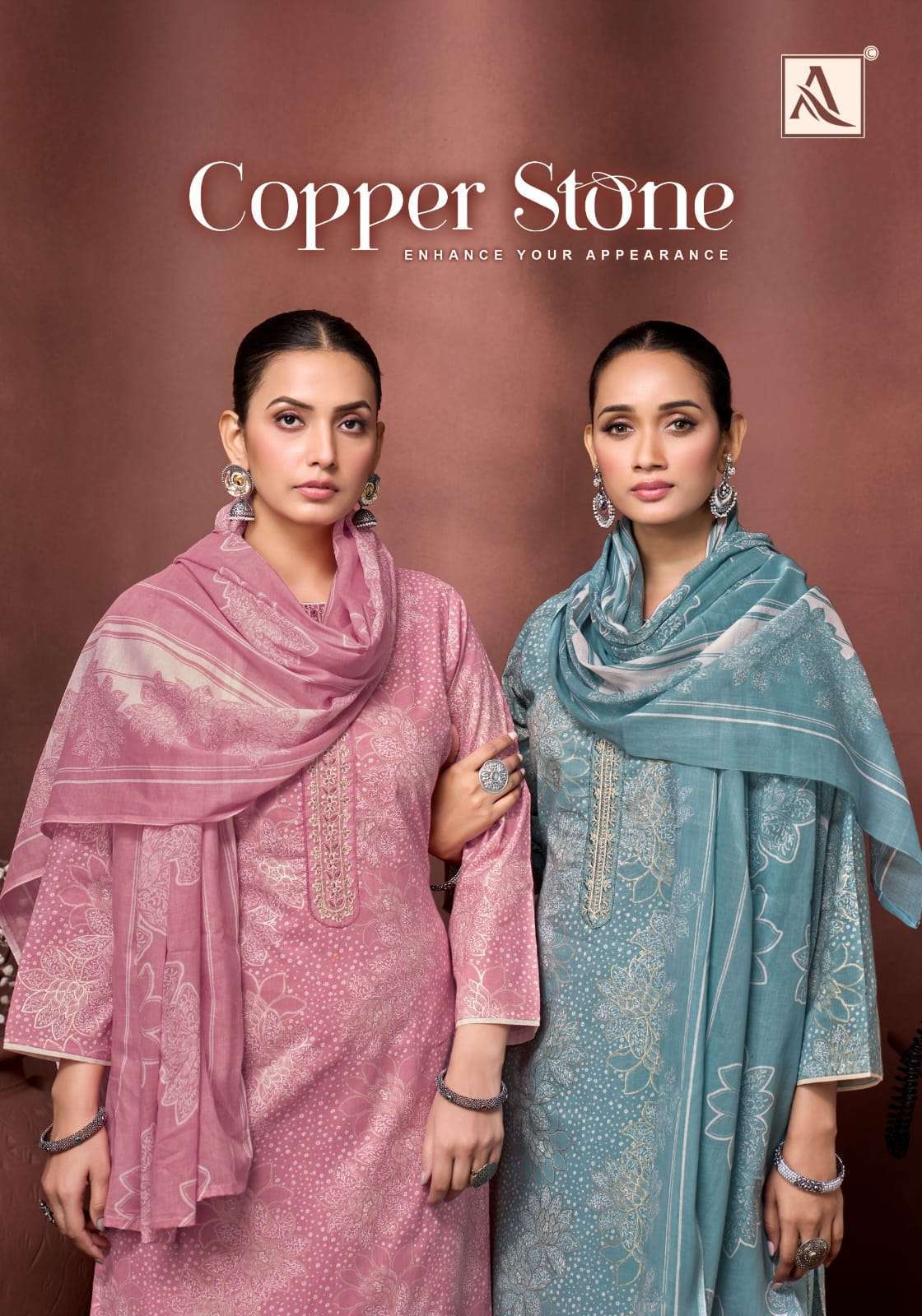 ALOK SUIT COPPER STONE CAMBRIC COTTON FANCY EMBROIDERED SALWER KAMEEZ BEST RATE 2026