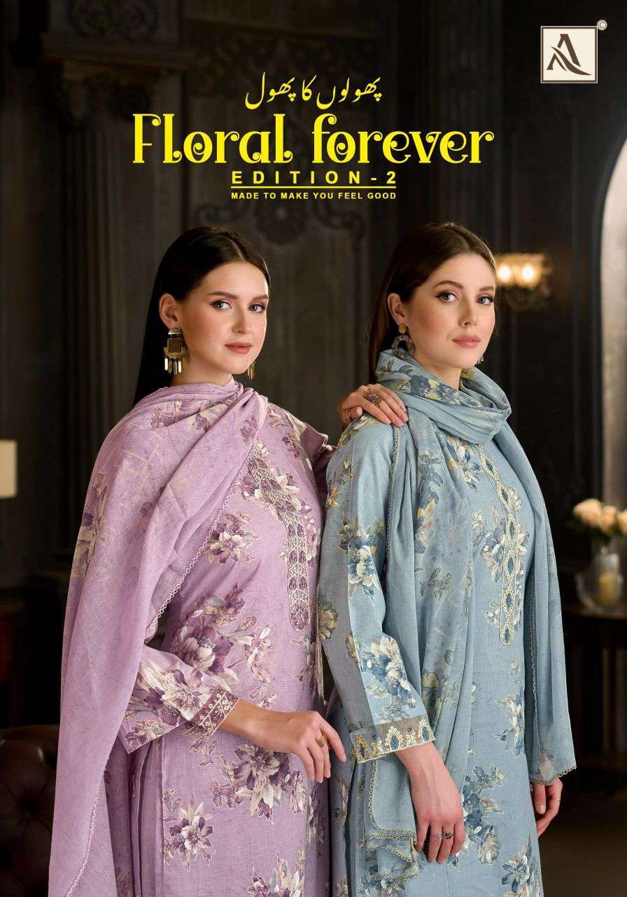 ALOK SUIT FLORAL FOREVER VOL 2 CAMBRIC COTTON FOIL PRINT EMBROIDERED SUIT WHOLESALER BEST RATE 