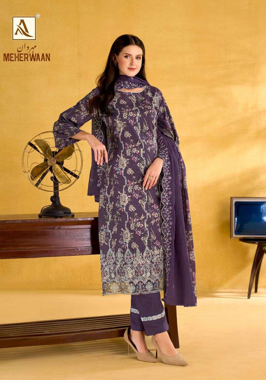 ALOK SUIT MEHERWAAN CAMBRIC COTTON FANCY EMBROIDERED WORK SALWER KAMEEZ 2026