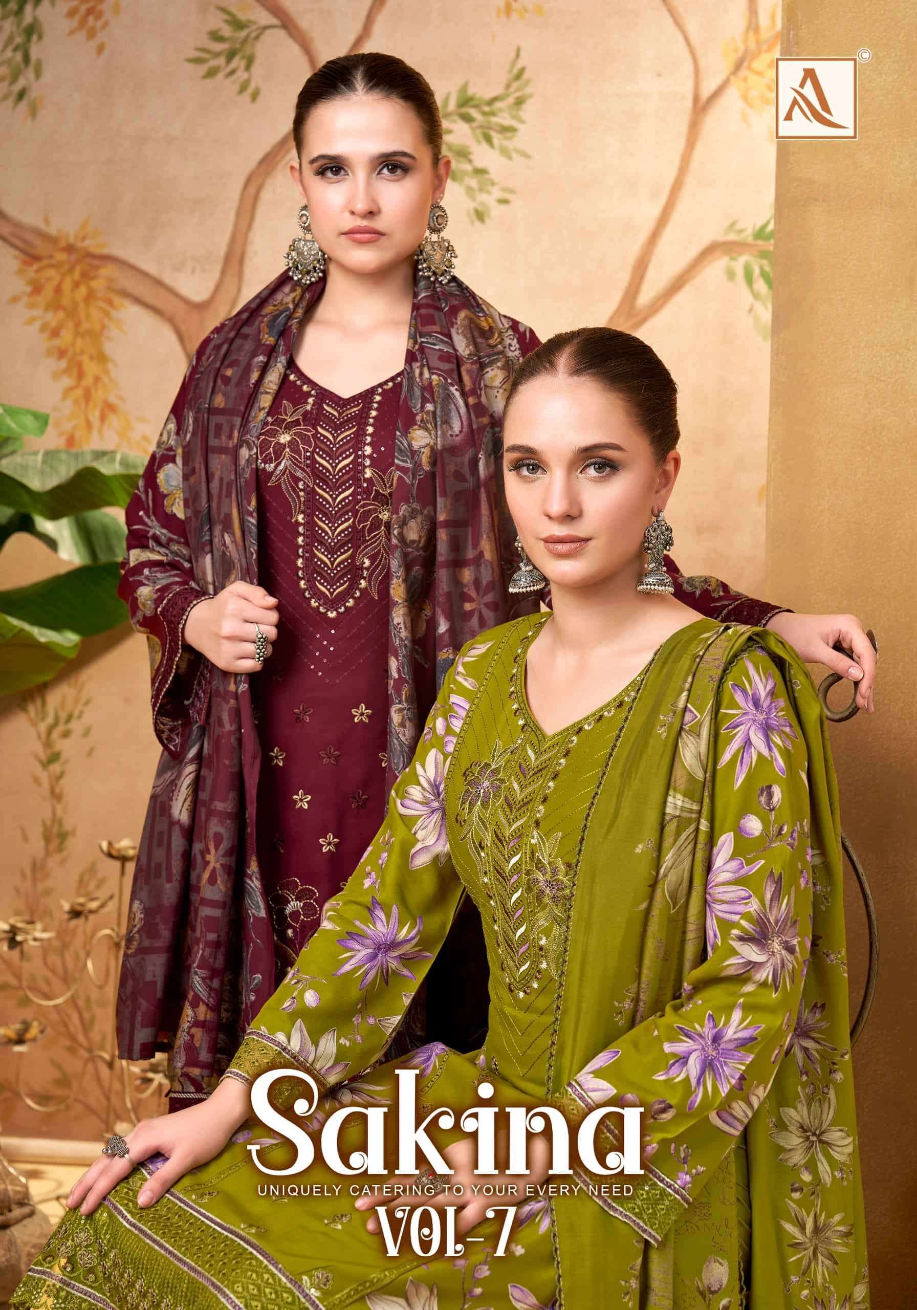 ALOK SUIT SAKINA VOL 7 VISCOSE RAYON PRINTED FANCY LADIES SUIT WHOLESALER 2026