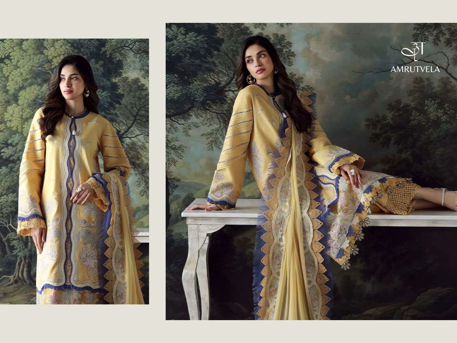 AMRUTVELA OMBRE CLASSIC COTTON SELF EMBROIDERY SUIT WHOLESALER BEST RATE 2026