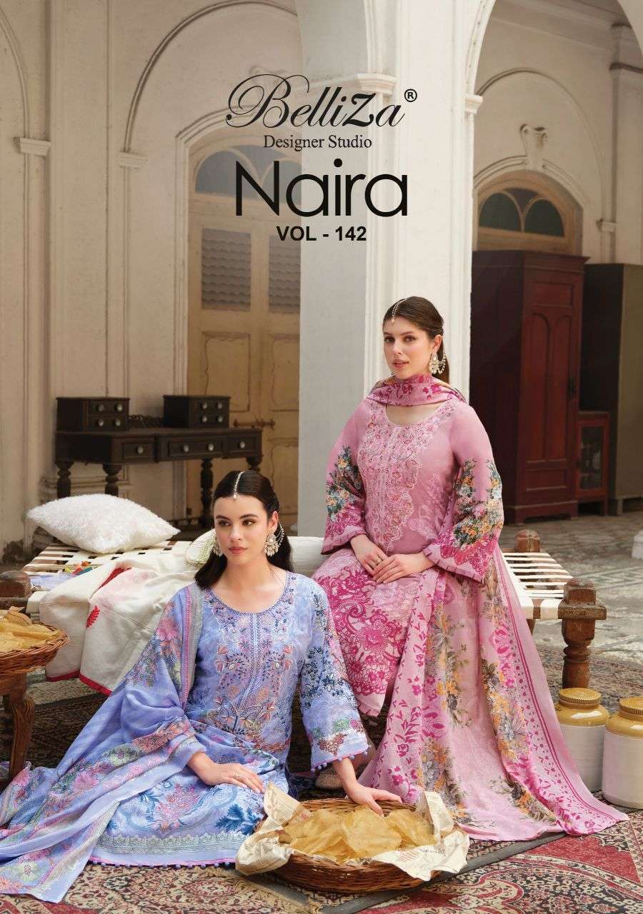 BELLIZA DESIGNER NAIRA VOL 142 PURE COTTON SELF EMBROIDERY SUIT WHOLESALER BEST RATE 2026