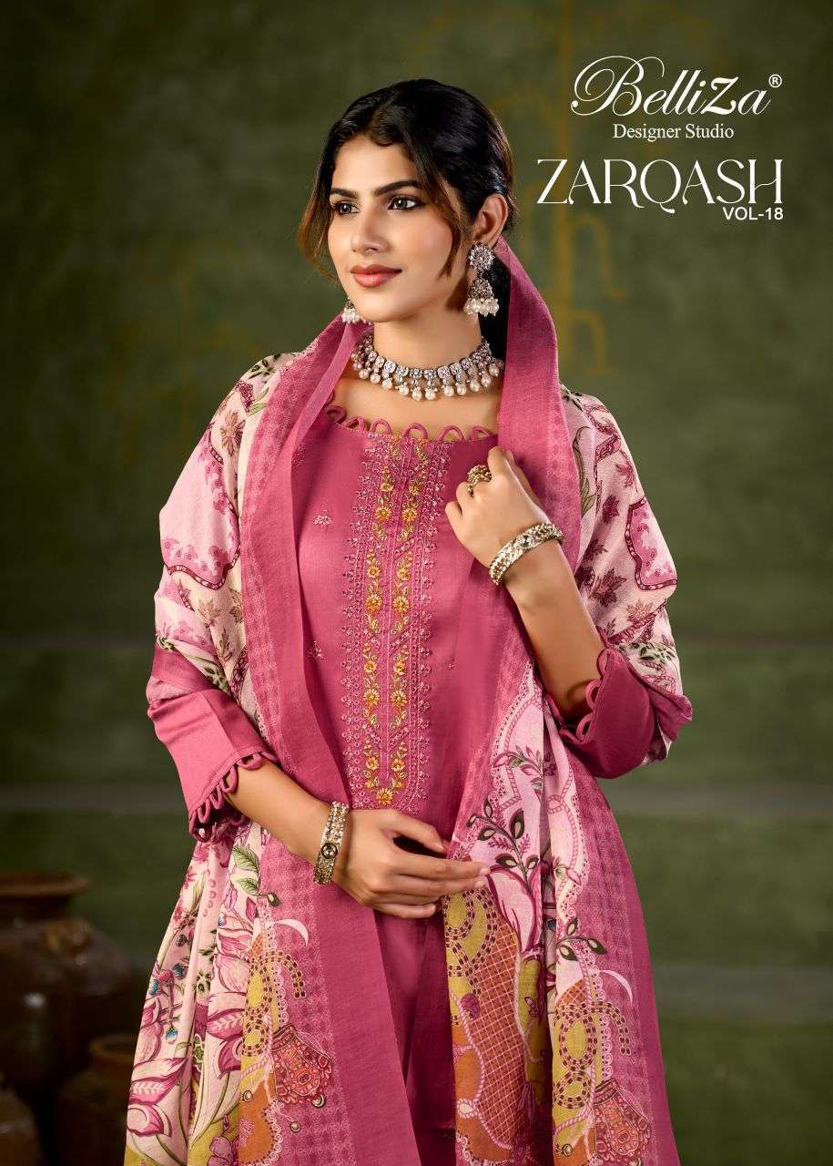 BELLIZA DESIGNER ZARQASH VOL 18 SALWER SUIT WHOLESALER 