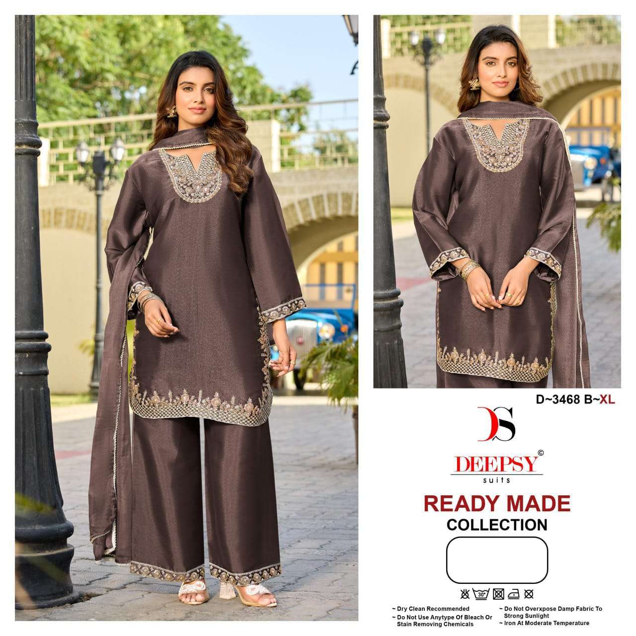 DEEPSY SUIT 3468 MOSS SILK WITH BEADS WORK READYMADE 3 PIECE SET WHOLESALER 