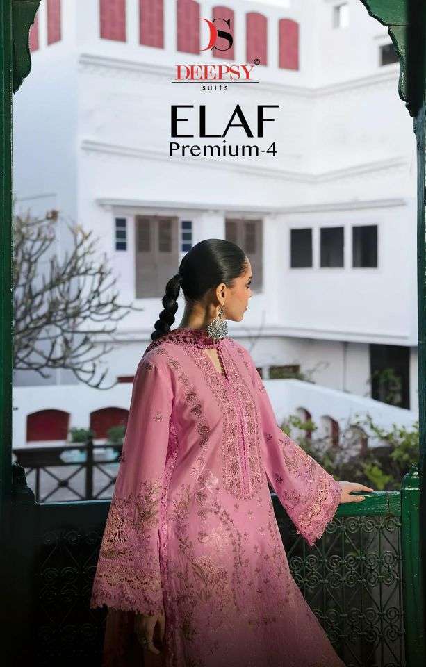 DEEPSY SUIT ELAF PREMIUM 4 COTTON HEAVY SELF EMBROIDERY PAKISTANI SUIT WHOLESALER 