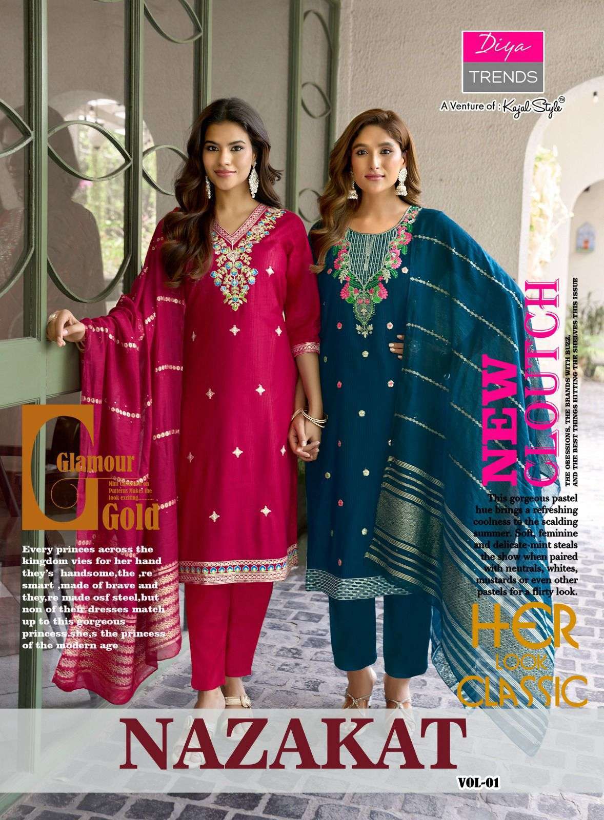 DIYA TRENDZ NAZAKAT VOL 1 BARLIN FANCY EMBROIDERY WORK SALWER KAMEEZ BEST RATE 