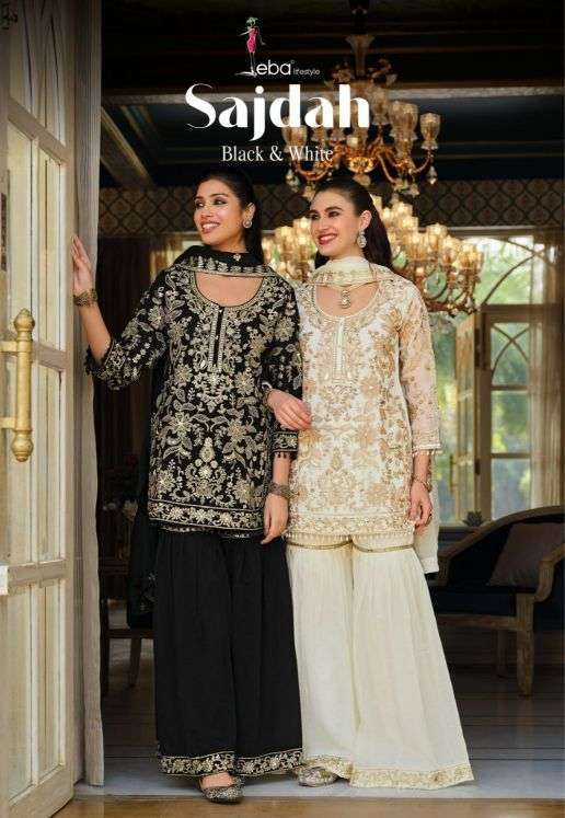 EBA LIFESTYLE SAJDAH BLACK AND WHITE NC MOSS BEADS WORK SALWER KAMEEZ BEST RATE DEALER 2026
