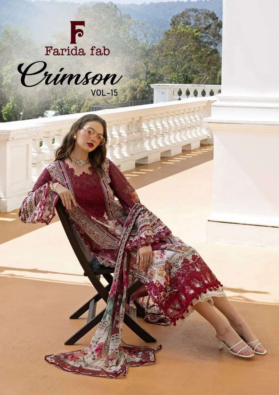 FARIDA FAB CRIMSON VOL 15 PURE COTTON PRINT SALWER KAMEEZ 2026