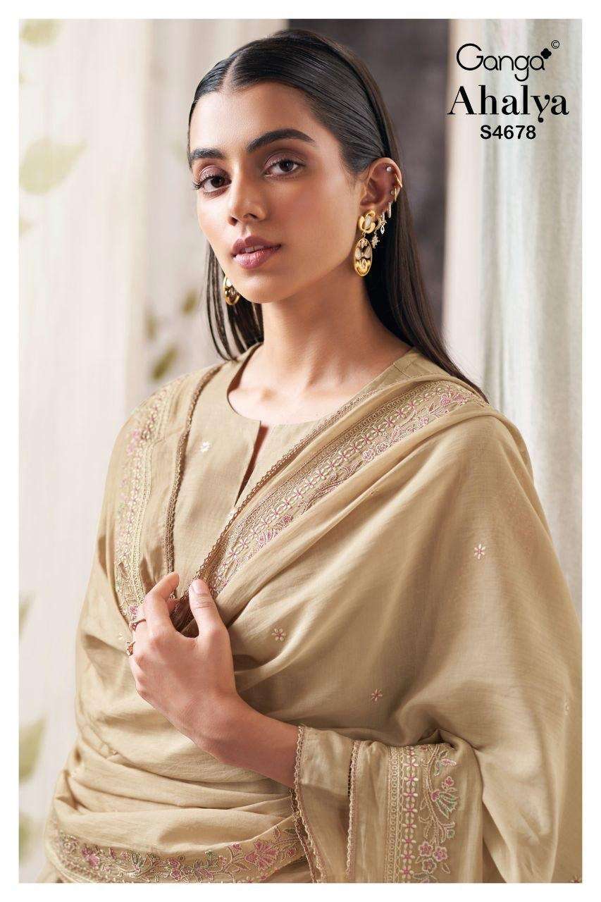 GANGA FASHION AHALYA 4678 EMBROIDERED MAL DESIGNER SALWER KAMEEZ BEST RATE DEALER 