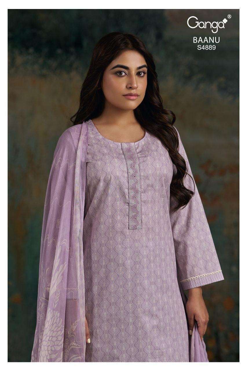 GANGA FASHION BAANU 4889 PREMIUM COTTON PRINTED SALWER KAMEEZ BEST RATE 