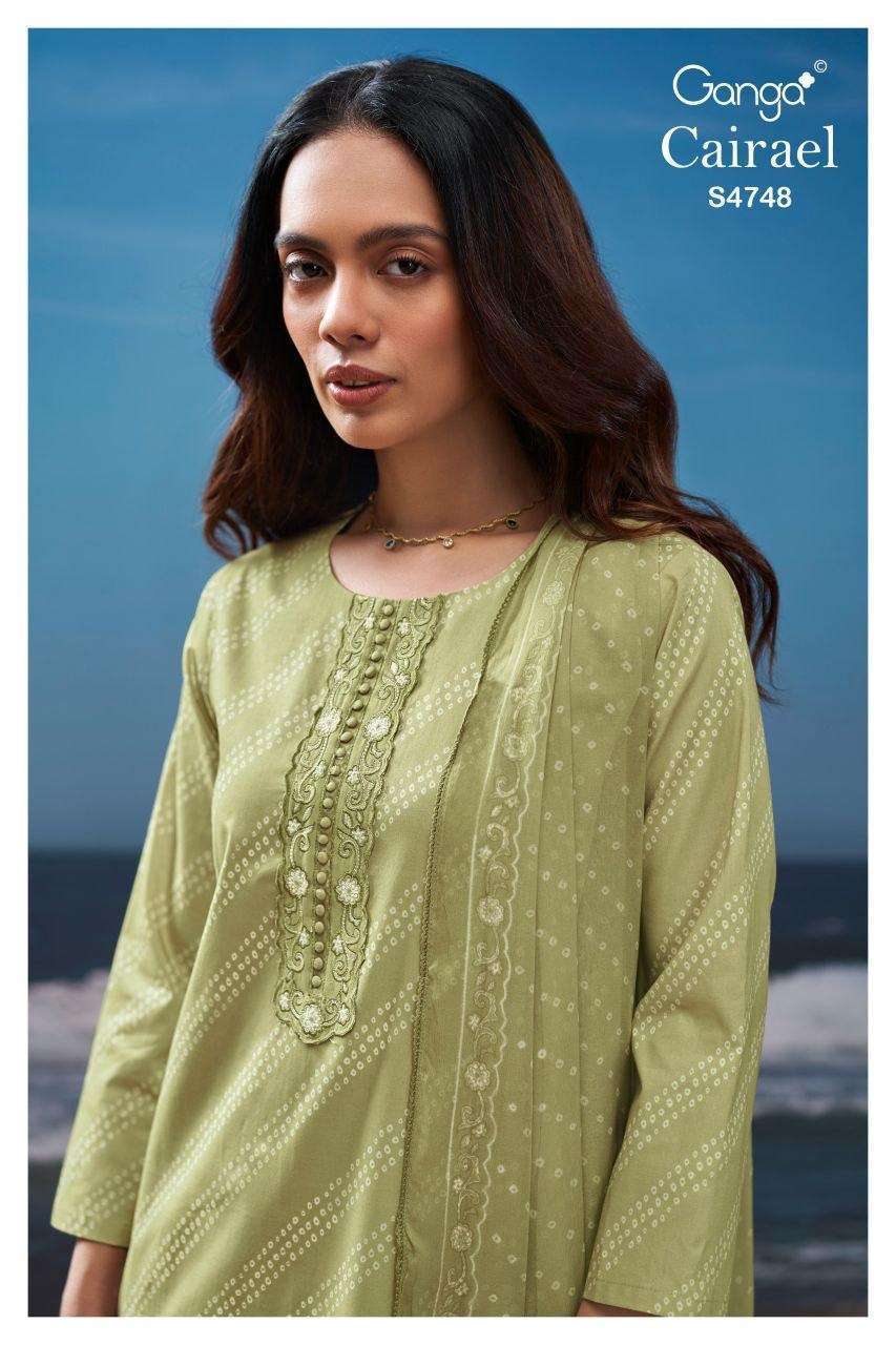 GANGA FASHION CAIRAEL 4748 FANCY EMBROIDERY COTTON SUIT WHOLESALER BEST RATE 2026