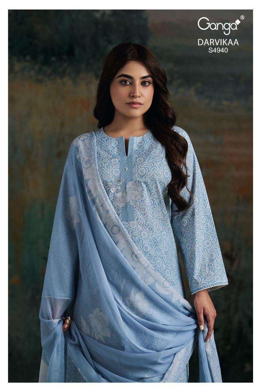 GANGA FASHION DARVIKAA 4940 COTTON DRESS CATALOG EXPORTERS 