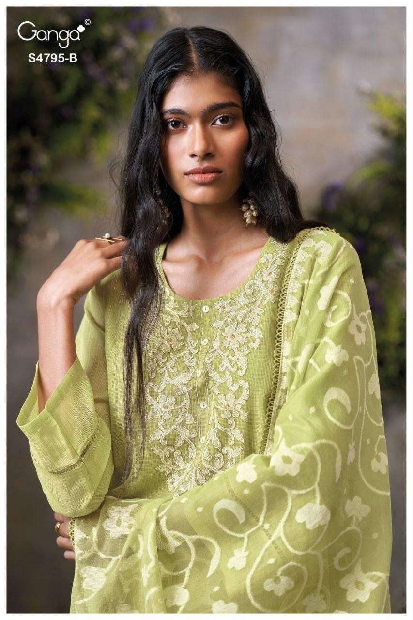 GANGA FASHION DUSNEA 4795 FANCY EMBROIDERED SUIT WHOLESALER BEST RATE DEALER 2026