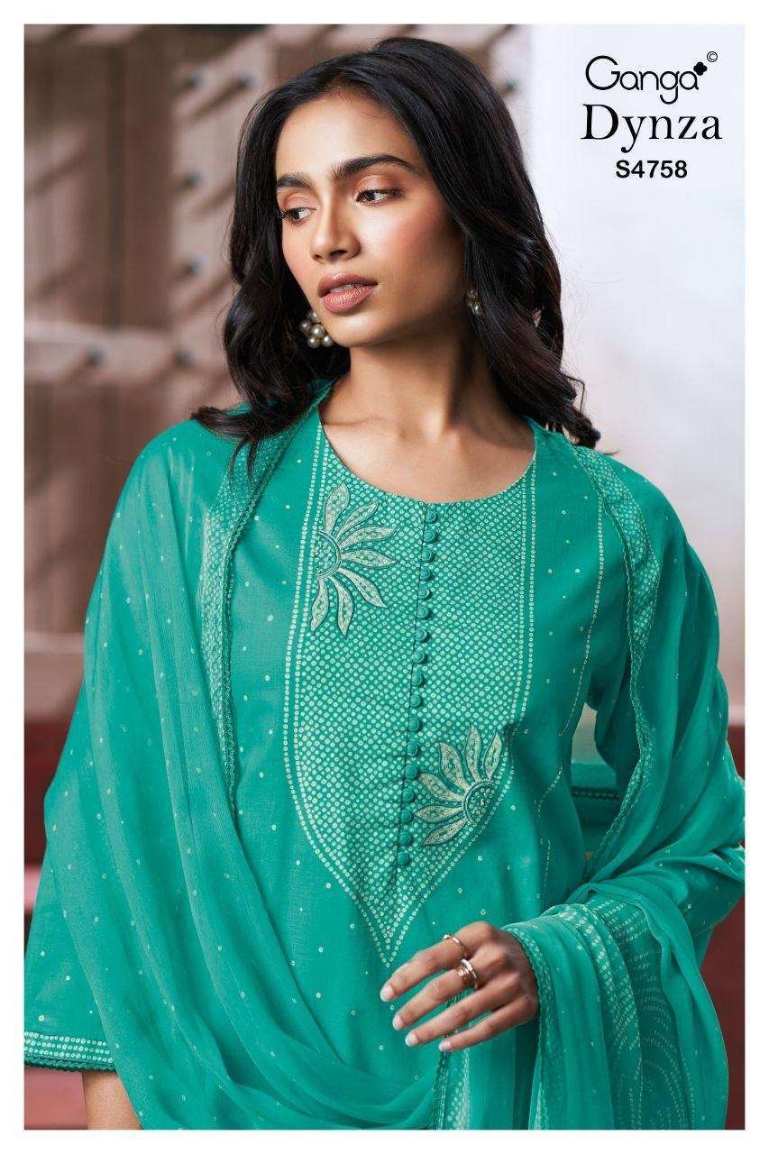 GANGA FASHION DYNZA 4758 COTTON PRINT HAND EMBROIDERY SUIT WHOLESALER BEST RATE 2026