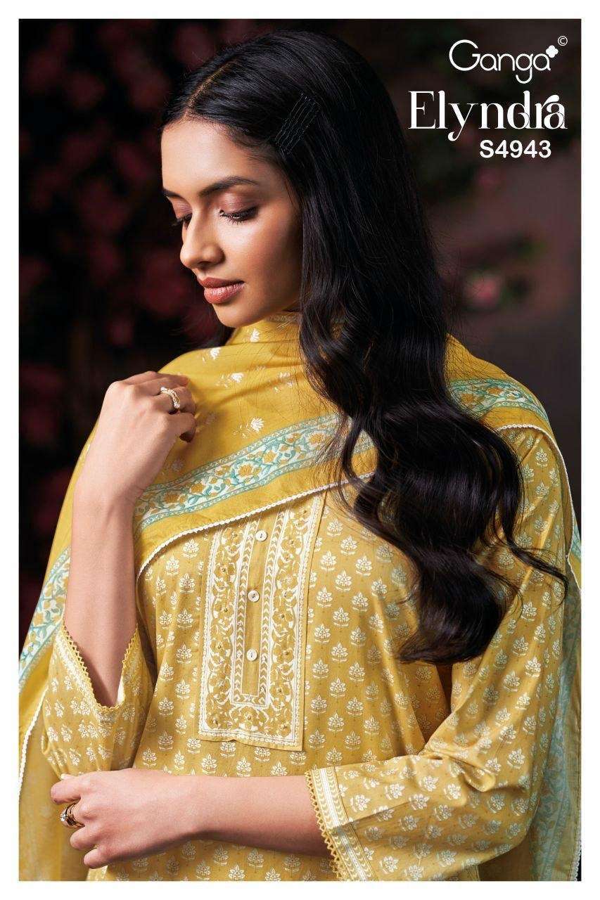 GANGA FASHION ELYNDRA 4943 COTTON PRINT HANDWORK SUIT WHOLESALER BEST RATE 2026