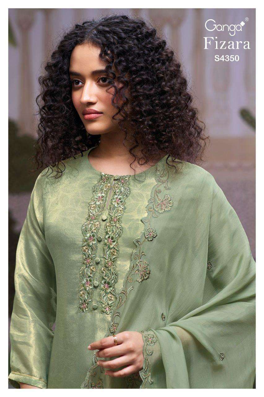 GANGA FASHION FIZARA 4350 BEMBERG SILK JACQUARD EMBROIDERED SALWER KAMEEZ BEST RATE 