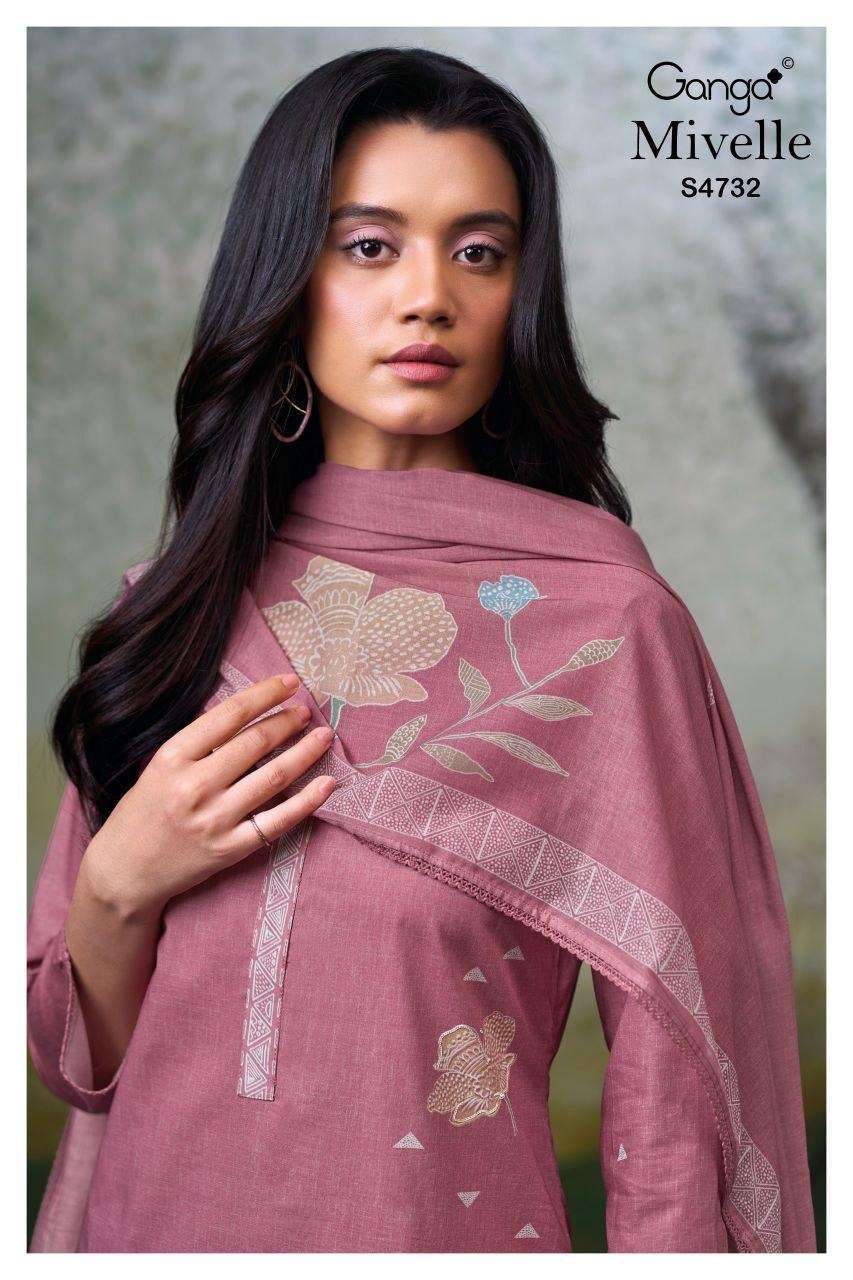GANGA FASHION MIVELLE 4732 COTTON PRINT HAND EMBROIDERY SALWER KAMEEZ BEST RATE 