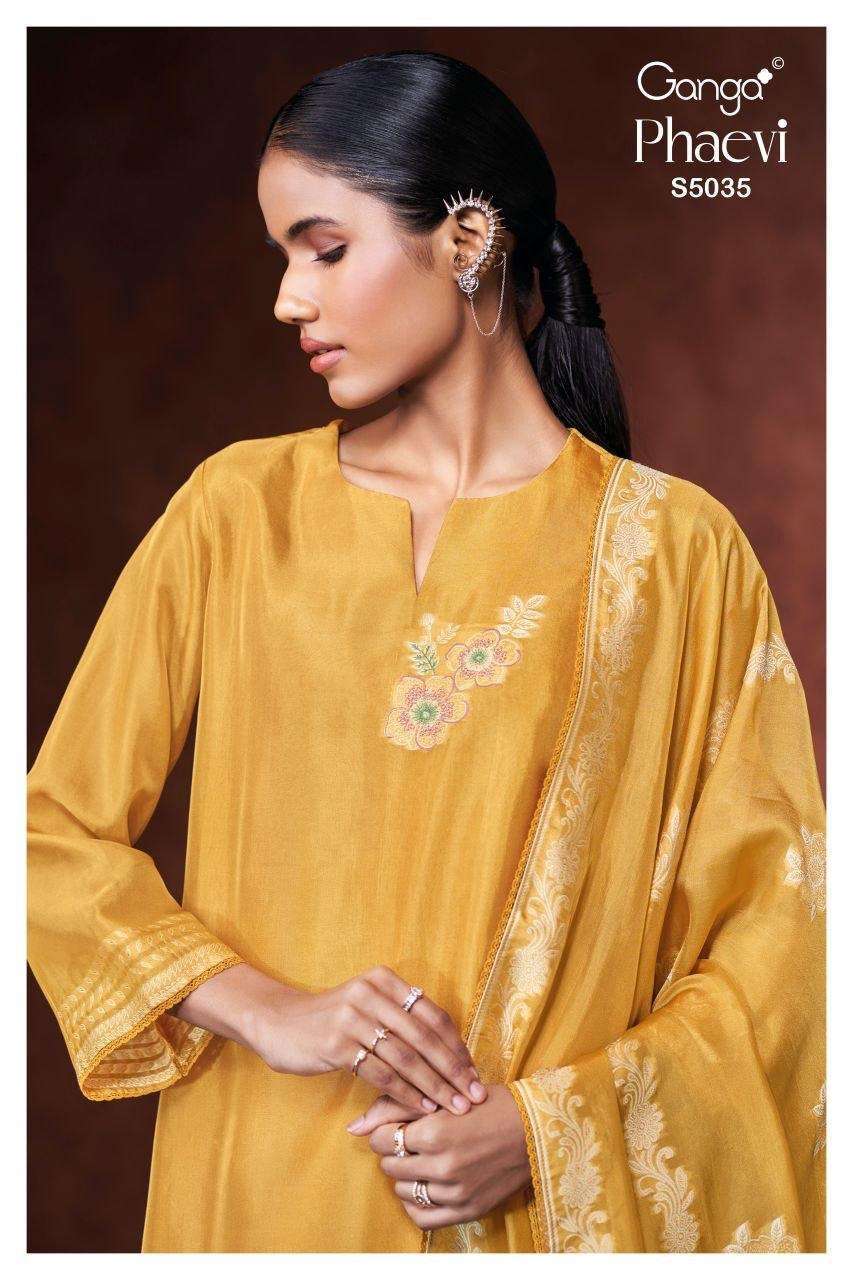 GANGA FASHION PHAEVI 5035 VISCOSE WOVEN SILK JACQUARD HAND EMBROIDERY SALWER KAMEEZ 2026